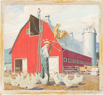 LOVELL, TOM (1909-1997) On todays farm; aluminum rules the roost.